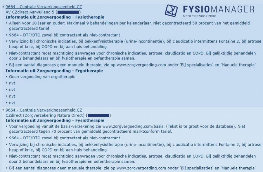 Voorbeeld Zorgvergoeding In Fysiomanager 2